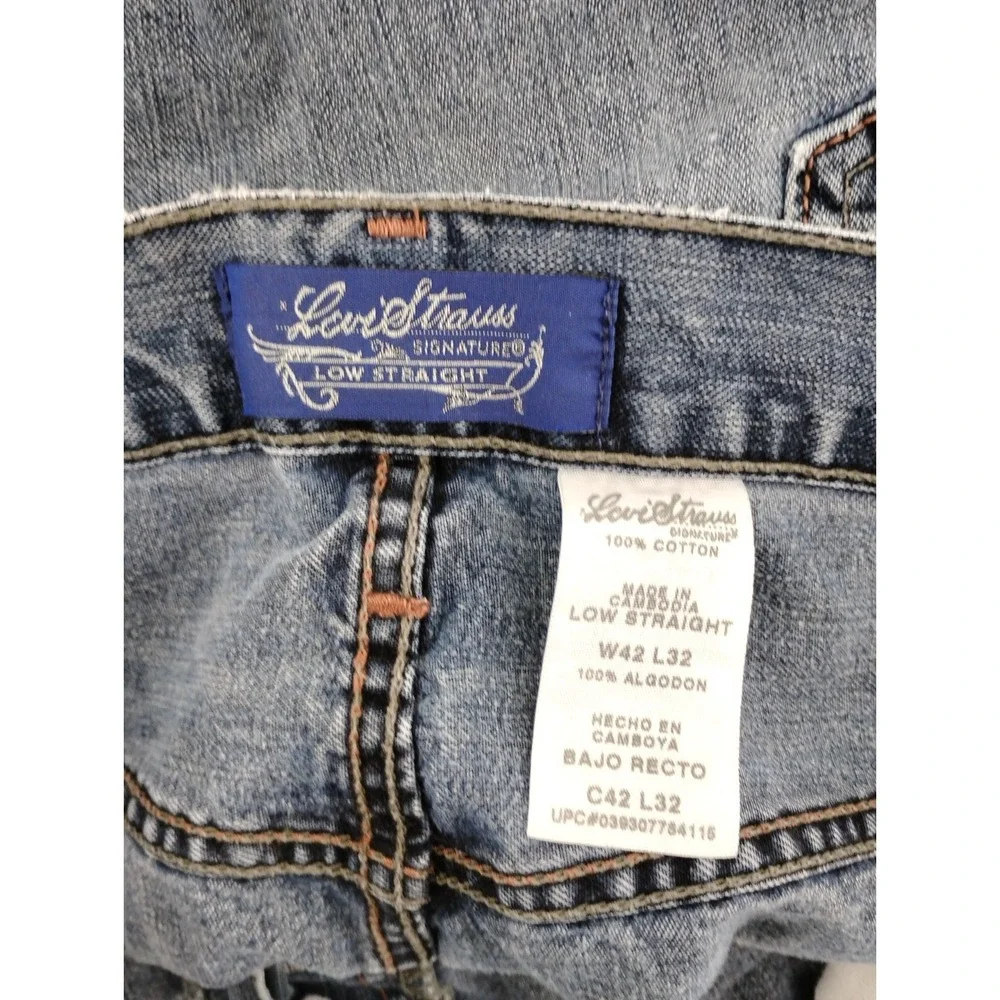 Levi's Signature Low Straight Button Fly Jeans Mens 42x32 Wide Leg Y2k 2006
